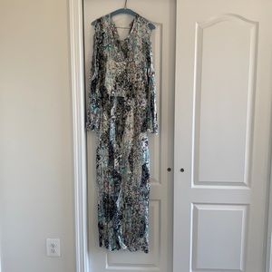 long colorful dress, size L, belle sky